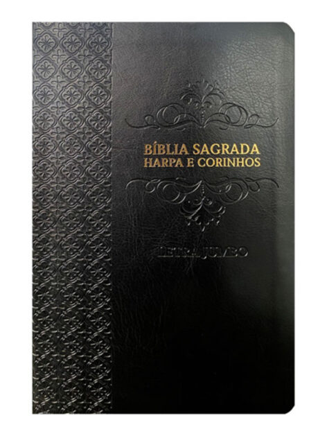 Bíblia Sagrada Letra Jumbo | ARC | Harpa Avivada e Corinhos | Capa Luxo Arabesco Preta