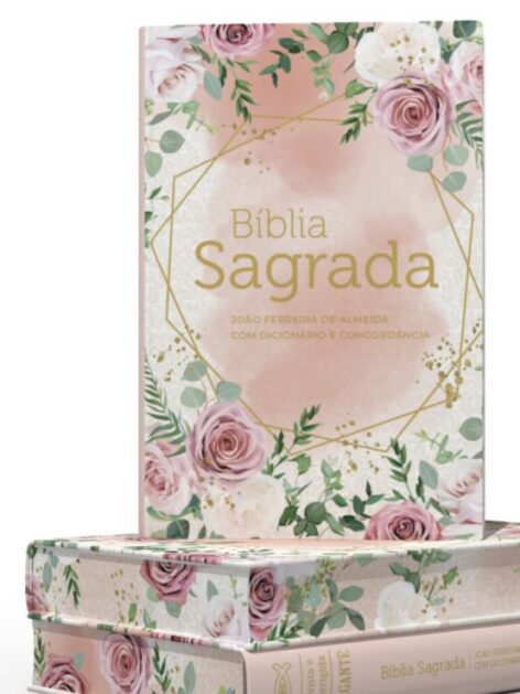 Bíblia Rosas Blush | ARC | Letra Gigante | Dicionário Bíblico e Concordância | Capa Semi-Luxo