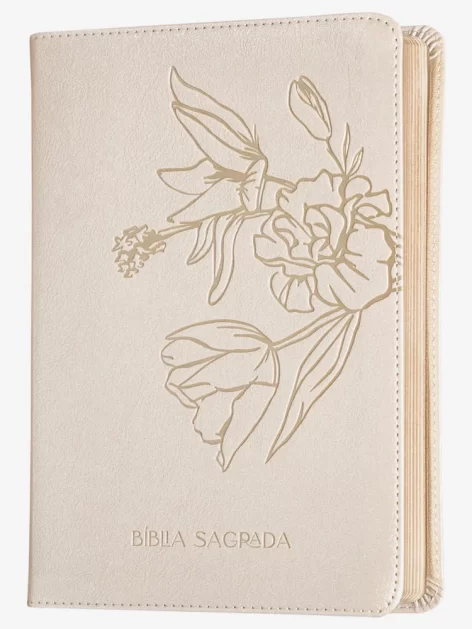 Bíblia The Purpose Book | A21 | Capa Couro Soft Bege Flores